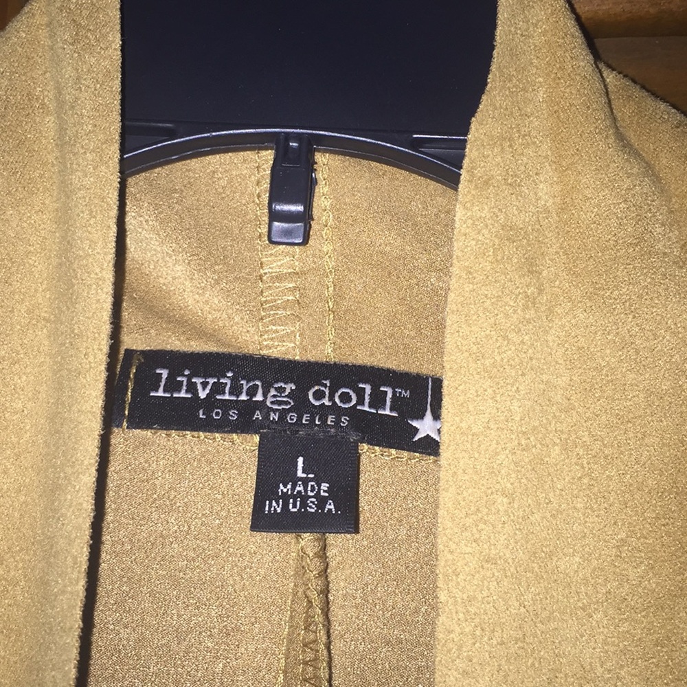 Faux Suede cropped jacket w/ fringes, Sz Large - Picture 2 of 4